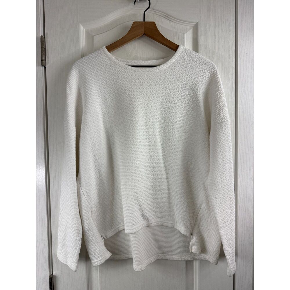 Athletic Works Women’s L White Textured Long Sleeve Pullover Sweatshirt Top